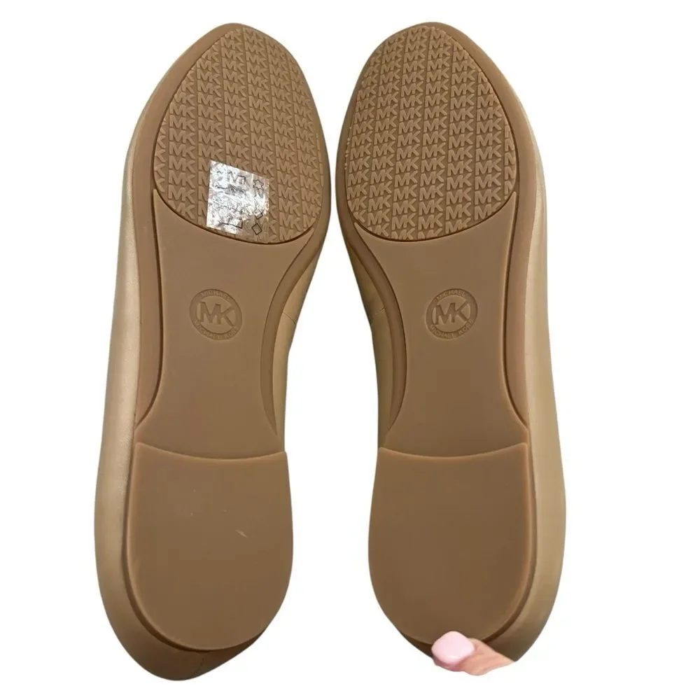 Michael Kors Nori Leather Ballet Flats size 9.5M Tan Bow Shoes Neutral Classic